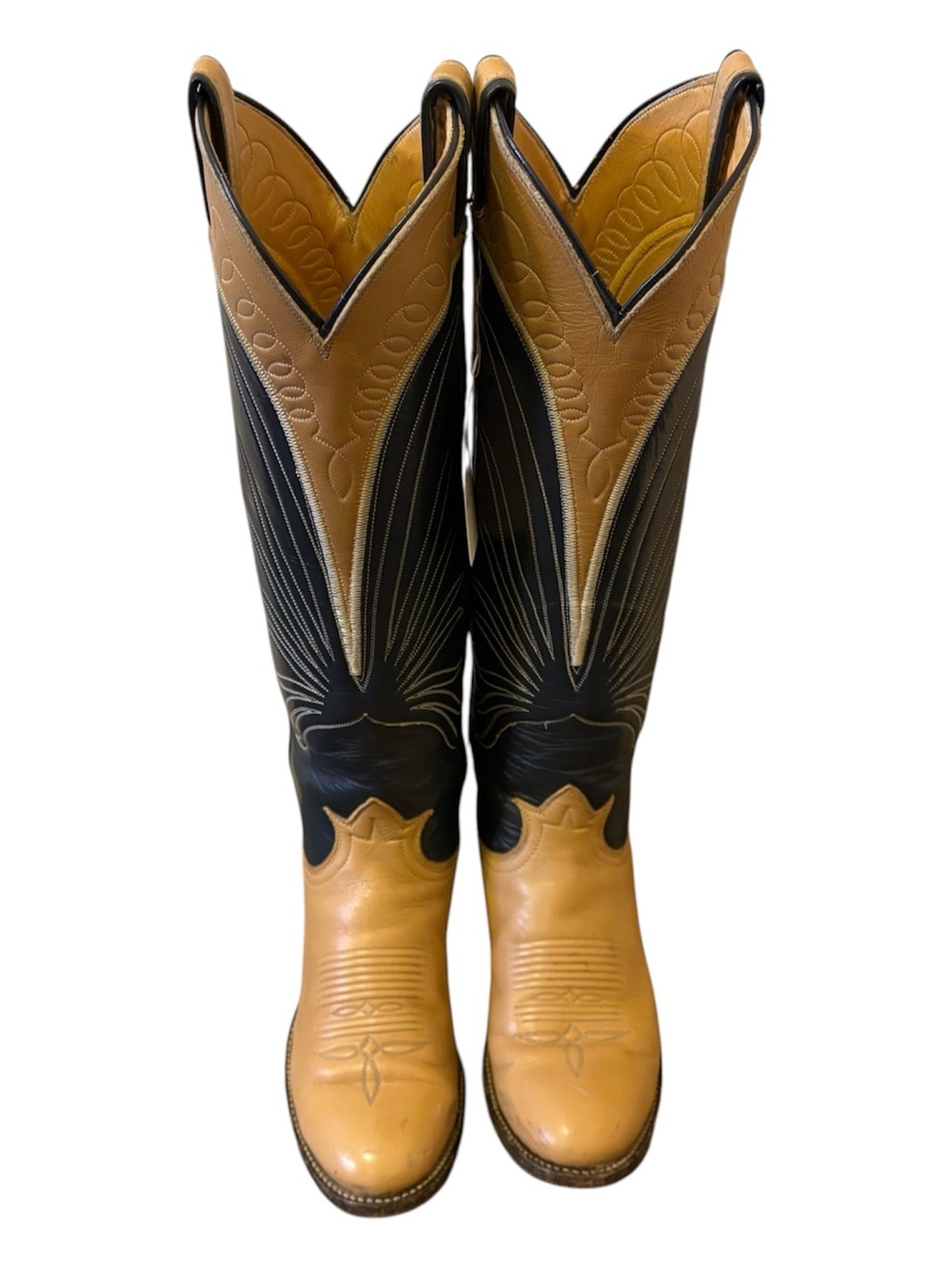Vintage 1970’s Black label Tony Lama knee high Women's Western Boots